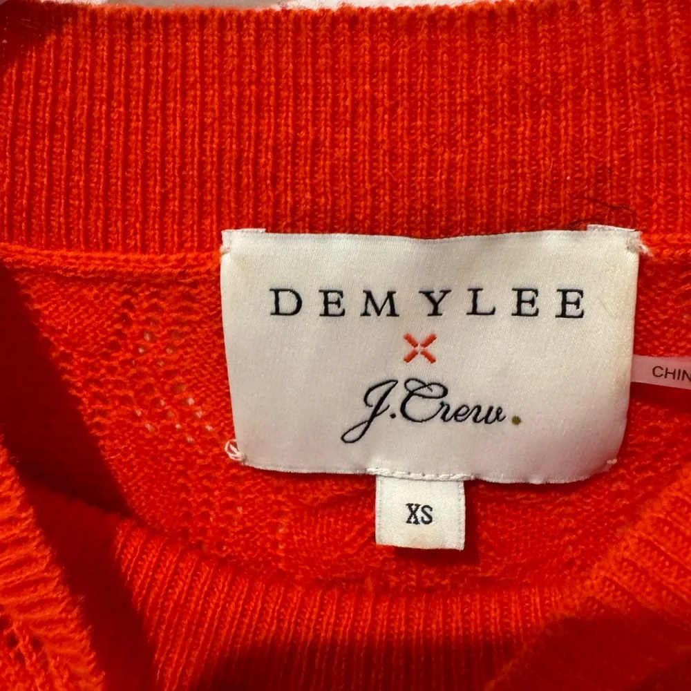 DEMYLEE x J.Crew 100% Wool Pointelle Knit Sweater Women’s XS Orange